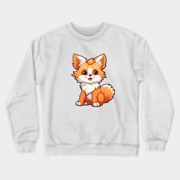 cute and mischievous fox with a fluffy tail Crewneck Sweatshirt by Ginstore